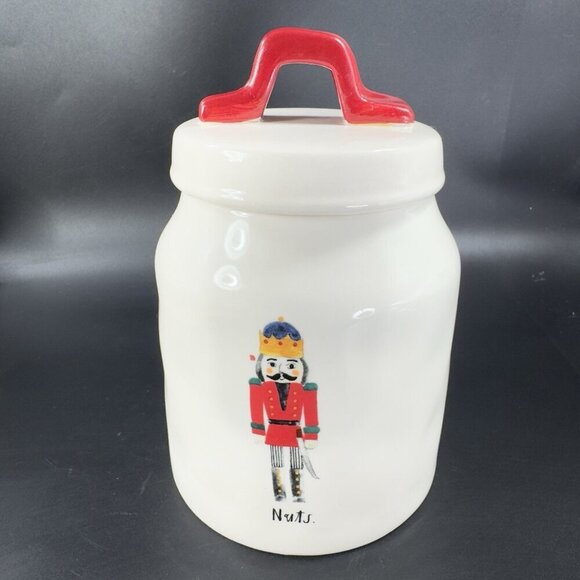 Rae Dunn Artisan Collection Nuts Christmas Canister Jar Container Ceramic W Lid - Picture 12 of 13